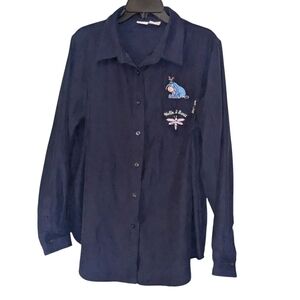 Disney Vintage Womens Size XL Eeyore Graphic Long Sleeve Dark Cottage Button Top